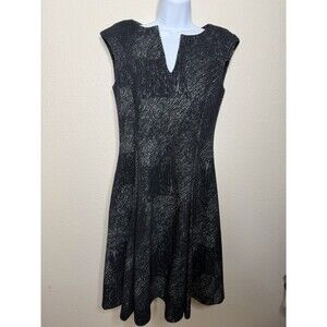 Worth Sz 4 Black White A line Flare dress Sleeveless Ponte Career Cocktail Work